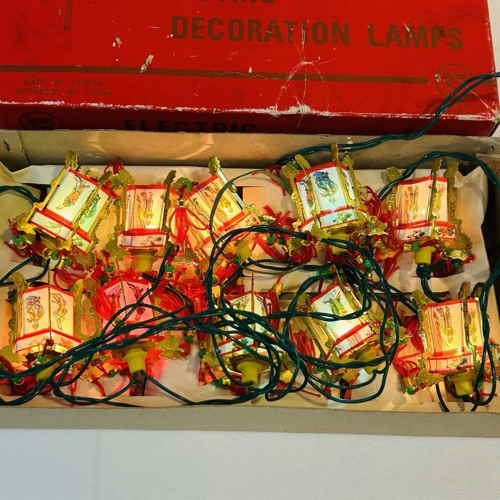 JIN DIING CHINESE PALACE LANTERN ELEC LIGHTS 10 Pc SET CHINA 1ORIGIN BOX Working